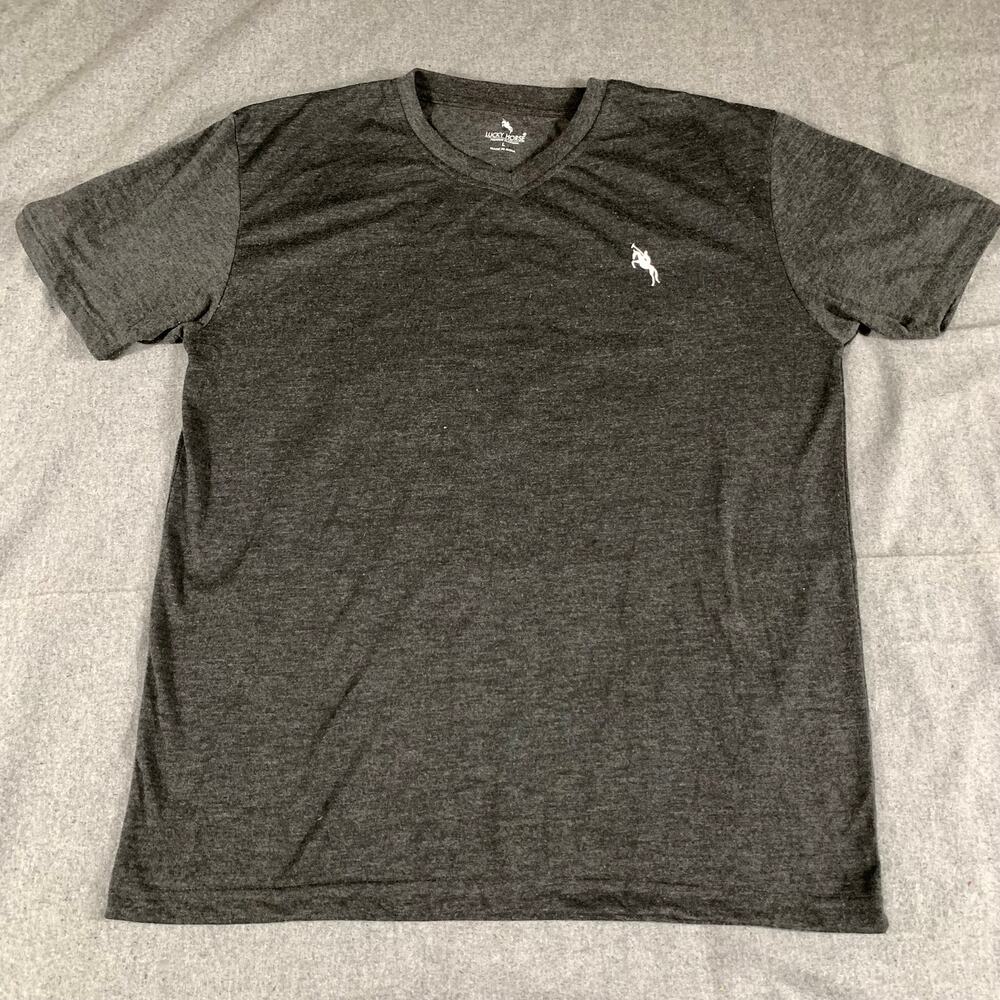 LUCKY HORSE Shirt Adult Large Gray Outdoor Athletic Casual T Shirt Mens
